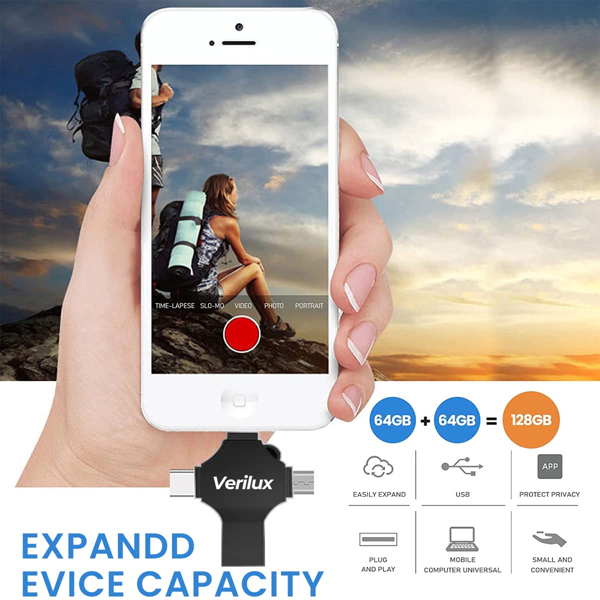 Verilux 4 in 1 Pendrive 64GB, Flash Drive- 64GB USB Pen Drive for iPhone/iPad/Android- Multi-Interface, High-Speed Transfer & Convenient Portable Design Verilux 4 in 1 Pendrive 64GB, Flash Drive- 64GB USB Pen Drive for iPhone/iPad/Android- Multi-Interface, High-Speed Transfer & Convenient Portable Design